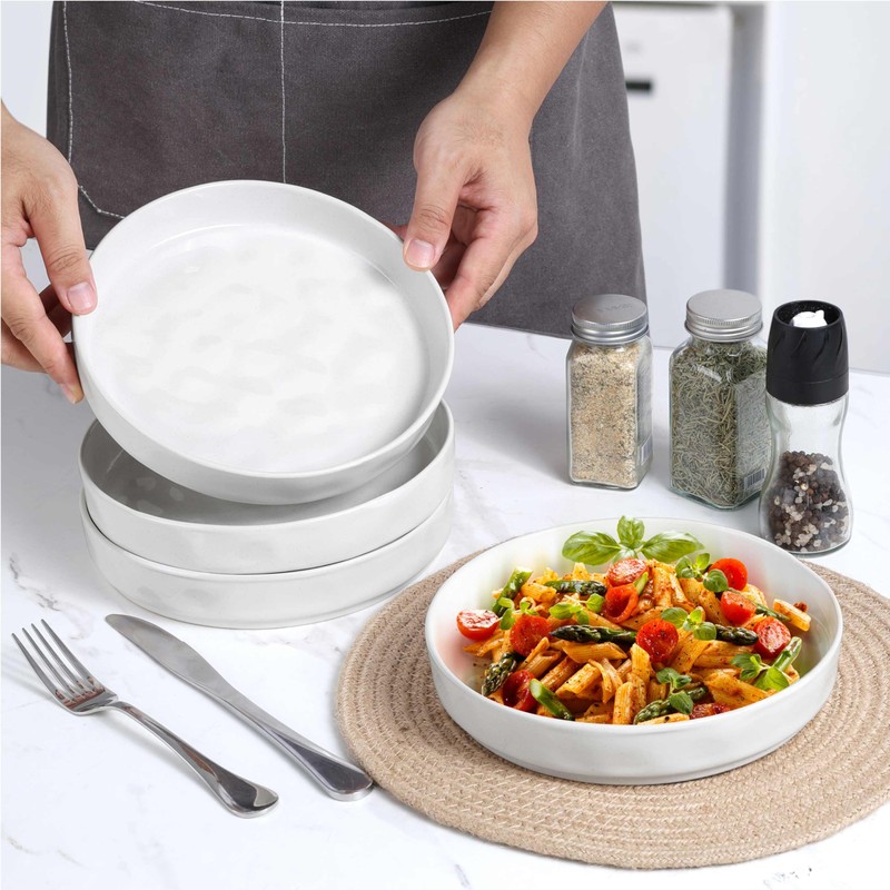 LIANYU Wide Shallow Pasta Bowls Set of 4, Deep Dinner
