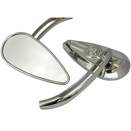 MotorToGo Chrome 3D Skull TearDrop Mirrors for Yamaha Raider S V star Virago Vmax