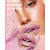 Glitter Metallic Nude Pink Lipstick Shimmer Lip Gloss Long Lasting