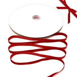 Red Velvet Ribbon 3/8" Vintage Burgundy Red Christmas Ribbon Thin Red Velvet Ribbon For Gift Wrapping Red Ribbon For Crafts, Hair, Choker, Christmas Wreath, Flower Bouquet, Christmas Tree Ribbon 25 Yd