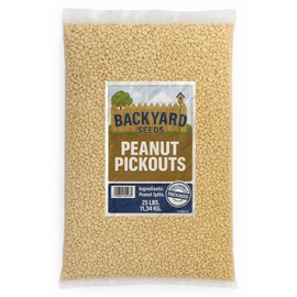 Backyard Seeds Shelled Peanut Pickouts – 25 lb Bag of Premium No-Waste Peanuts for Wild Birds, Woodpeckers, Jays, Squirrels & Wildlife