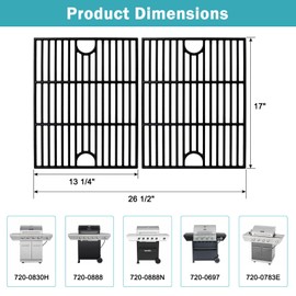 Criditpid Grill Grate Replacement for Nexgrill 4 Burner 720-0830H 720-0783E, 5 Burner 720-0888N 720-0888 720-0697, 17 Inch Cooking Grate for Charbroil 463449914, Kenmore, Uniflame Gas Grill Parts