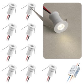 HHTUN 902 30°Led Mini Downlight DC12V 1W,Suitable for bookcases,cabinets,and Various Display cabinets as Decorative Lights,Embedded Installation,Soft Lighting,with Power Supply (6000K,White,9Pack)