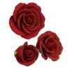 O'Creme Deep Red Rose Gumpaste Flower, 3 Different Sizes