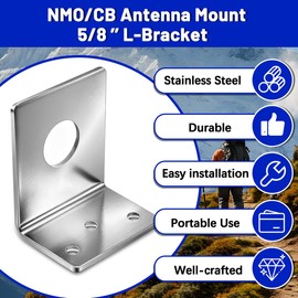 NMO Antenna Mount L-Bracket 5/8'' Hole 304 Stainless Steel Mobiles Antennas Heavy Duty Mounting Bracket for 3/8" VHF UHF NMO CB GMRS Ham Car Truck Mount Antenna,2 Pack