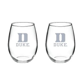 RFSJ Satin Frost Logo Wine or Beverage Glass Set of 2 (Duke Blue Devils)