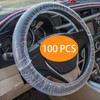 100PCS Disposable Steering Wheel Cover, Universal Plastic Transparent Car Steering