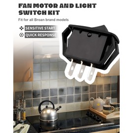 Fan Motor and Light Switch Kit Fit for Broan Range Hood, 02104-00 02105-00 1256884 561093 97011093 97015616, Black