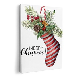 アートパネル キャンバスアート 木枠 飾り igsticker 210mmx148mm A5 フォト 壁 インテリア おしゃれ 015876 クリスマス 靴下 飾り