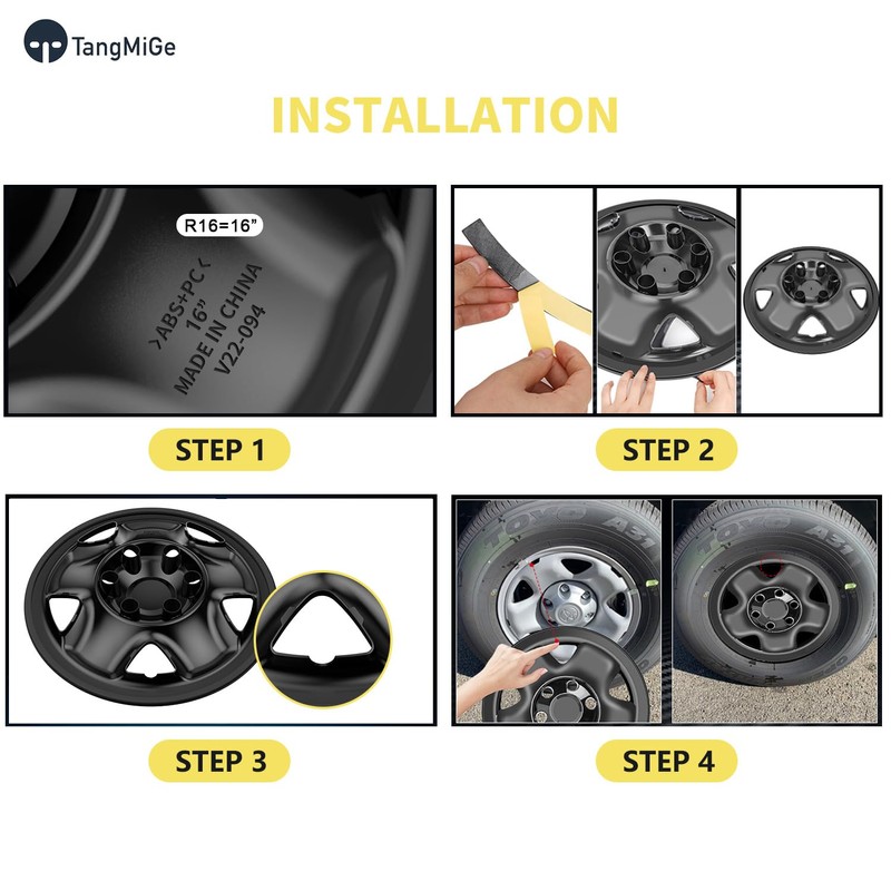 TangMiGe 4-Pack Wheel Skins Compatible with Toyota Tacoma 2005-2023, 16