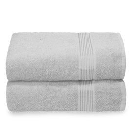 Belizzi Home Cotton 2 Pack Oversized Bath Towel Set 28x55 inches, Large Bath Towels, Ultra Absorbant Compact Quickdry & Lightweight Towel, Ideal for Gym Travel Camp Pool - Light Grey