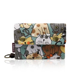 Energather Small Purse, Canvas Purse Women's Small with Cute Patterns for Women and Girls, Lightweight Purse Women's Small with Key Ring for Cash, Cards, bunt, S, Cat