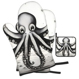 YYHWHJDE Kitchen Baking Set of 3 - Oven Mitts and Pot Holders for Anti-Scalding Heat Insulation Octopus Tentacles Picture
