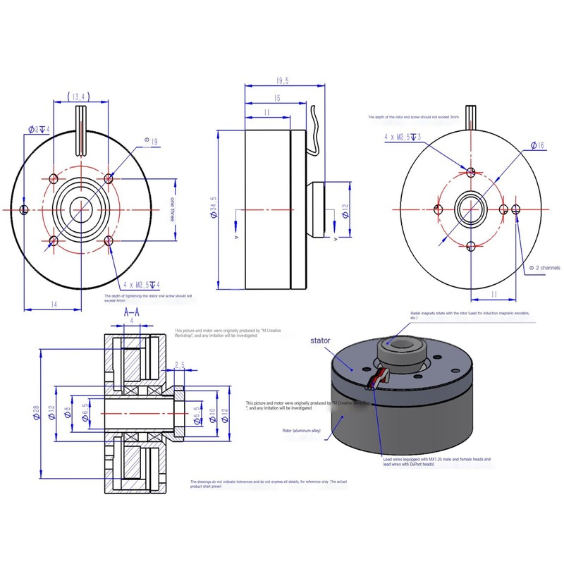 2804 Brushless Outrunner Hollow Shaft DC Motor Kit with AS5600