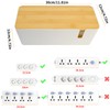 JJQHYC Cable Tidy Box White Cable Box with Bamboo Lid