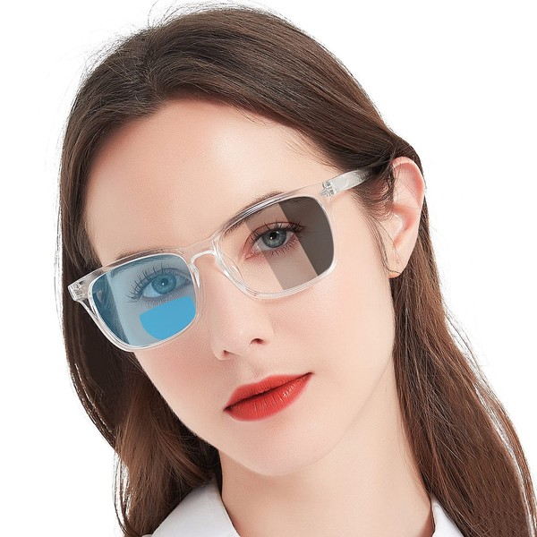 MARE AZZURO Photochromic Bifocal Reading Glasses Women Blue Light Blocking