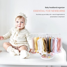 POVETIRE Headband Holder Bow Organizer for Girls,360 Rotating Hair accessories Organizer Storage Baby Headband Display Stand Hair Bow Rack forToddler Nursery Decor