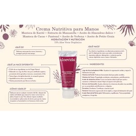 Aloevida Crema Nutritiva para manos 75% Aloe vera orgánico 65ml
