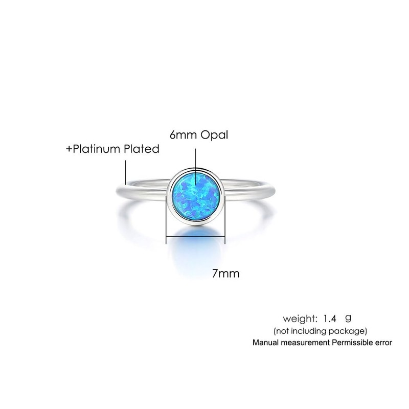 Blue Opal Solitaire Wedding Engagement Anniversary Classical Simple Plain Ring
