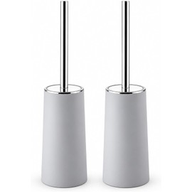 ALIMOTA Juego Cepillo Inodoro Acero, Cerdas 360° Mango Largo Soporte Gris