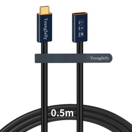 YoungSelly Female to Male 1.64Ft USB C Cable, Compatible with Thunderbolt 4/3, USB4/3, Supports 240W(48V/5A max) Fast Charging, 40Gbps Data Transfer, 8K Display, and Dual Display 4K.