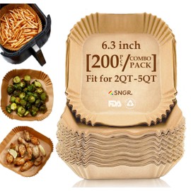 Premium 6.3inch Square Air Fryer Liners, [200Pcs/Pack] Disposable Air Fryer Paper, Food Grade Baking Tray for 2-5QT Air Fryers - Air Fryer Accessories.