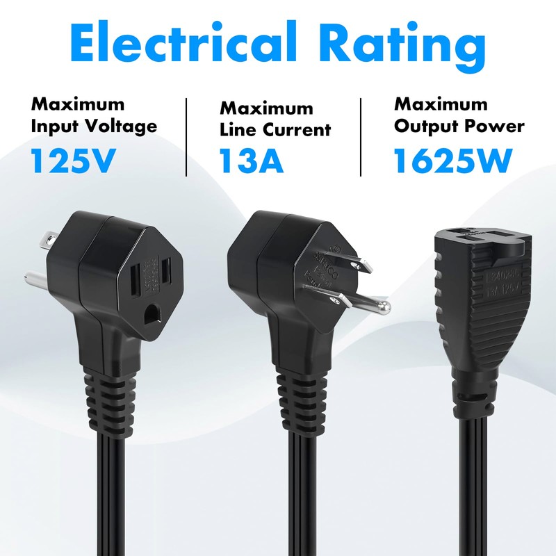 POWER STRIP LIBERATOR 5 Pack, 2-Outlet Short Extension Cord 1