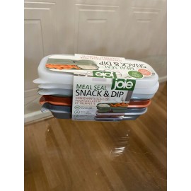 Joie Meal Meal Seal Snack & Dip   Container, Set of 3 (gray & Orange  ) -