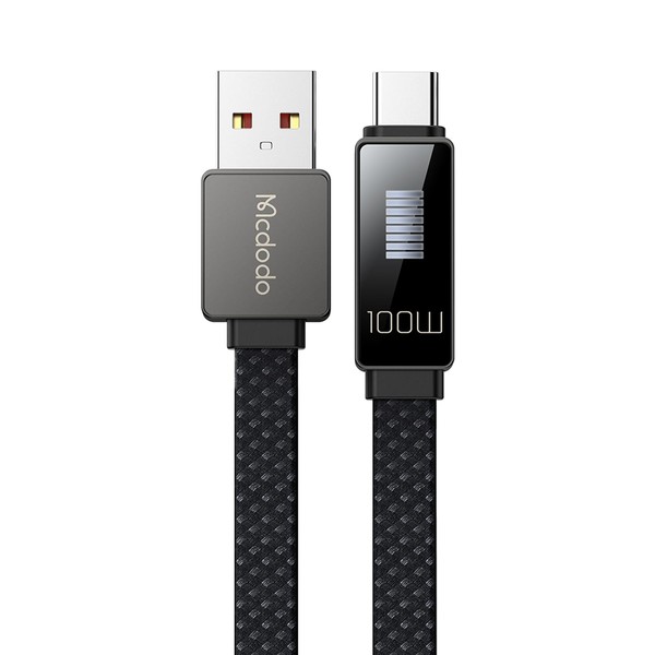 Mcdodo Type C Cable, 3.7 ft (1.2 m), 6A Rapid Charging, Rhythm Screen Display, Built-In Dual Core Protection Chip, High Speed Data Transfer, Zinc Alloy Shell, Heavy Duty Nylon Braid, Type C Cable,