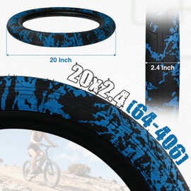 MAKELEN BMX Performance Bike Tire - 20x2.4 Inches Camouflage Tread, Durable and Lightweight for Stunt, Freestyle, and Street Riding (Black&Blue(2 Tires), 20x2.4)