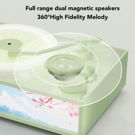 GOWENIC Vintage Record Player, BT Wire less Diffuser Player with Lithium Battery, 3.5mm Sound Cable, for Home, Office, and Outdoor Use (White), GOWENIC172p9ivbtg-12