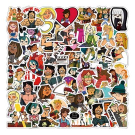 123Pcs Total Drama Island Stickers Pack，TDI Cartoon Aesthetics Vinyl Waterproof Decals for Water Bottle, Laptop, Phone, Skateboard, Journaling,Gifts for Kids Teens for Party Supply…