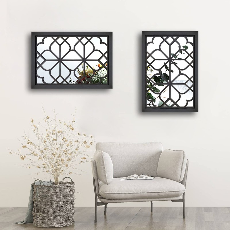 Wocred Set of 2 Rectangular Wall Mirror,Gorgeous Rustic Farmhouse Accent