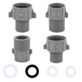 8pcs 1/2" 3/4" 5/8" Pipe Conversion Connector with 8 Washers, Water Pipe Interface Converter 1/2" to 3/4" & to 5/8" NPT Male to Female Fitting for Hose Diameter Change