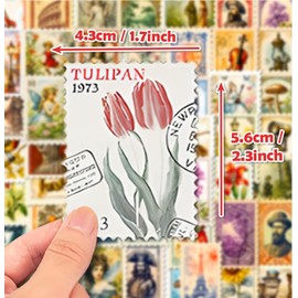 Lumbor37 Vintage Stamp Pegatinas 50 Piezas Sellos Decorativos Calcomanías de Papel Decorativo Bolsas de Sobre Estampillas Etiquetas de Álbum de Recortes (Sellos)