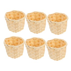 Mipcase 6pcs Handheld Bamboo Basket Miniature Woven Sundries Organizer for Home Decor Party Favors and Wedding Decorations Lightweight Portable Design