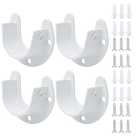 Biaungdo 1-1/4 Inch Stainless Steel Closet Rod End Supports, 6 Pcs White Heavy Duty Wardrobe Rod Brackets Closet Pole Sockets Flange Rod Holder, U-Shaped