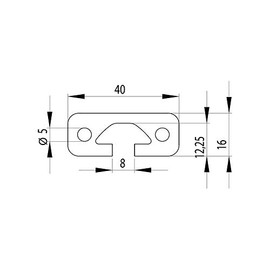 Aluminium profile 40x16S I-type groove 8 - standard lengths. -, 300mm