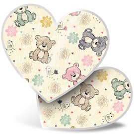 2 x Heart Stickers 7.5 cm - Cute Teddy Bears Baby Laptop Tablet Luggage Scrapbook #13197