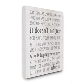 Stupell Industries Be The Nice Kid Inspirational Family Wood Textured Word Canvas Wall Art, 30 x 40, Design by Artist Daphne Polselli