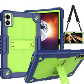 Doemoil Case for Vortex BTAB10/Vortex CMG10110.1 inch Tablet Hybrid Shockproof Firendly Case Built in Kickstand Shoulder Strap for Vortex BTAB 10/Vortex CMG101 10.1 inch Tablet (Navy Blue/Green)