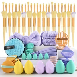 Brochas Maquillaje Profesional 80 Pzs Kit Maquillaje Completo Brochas De Maquillaje Con Esponjas Y Cinta