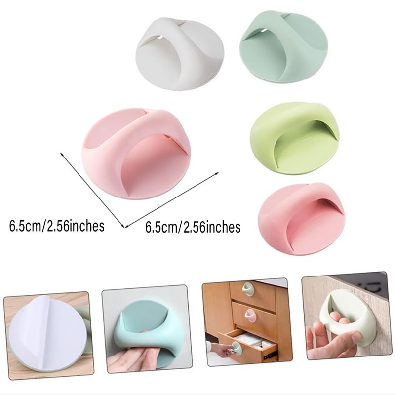 nanaxagly 4 Pcs Self-Adhesive Round Plastic Handles Pull Knob, Multipurpose