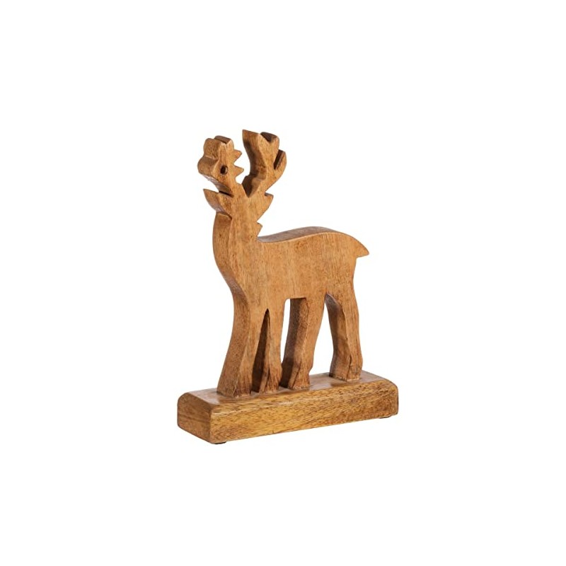 Sass & Belle Natural Wood Standing Deer Decoration