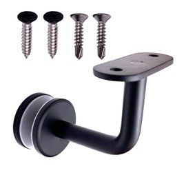 Top Hardware Stainless Steel 304 Glass Mount Handrail Bracket for Flat Tubing (Matt Black Finish, 2)