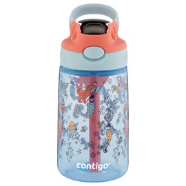Contigo Aubrey - Botella de agua limpia para niños, con popote de silicona y tapa a prueba de derrames, apta para lavaplatos, 14 onzas, sirenas