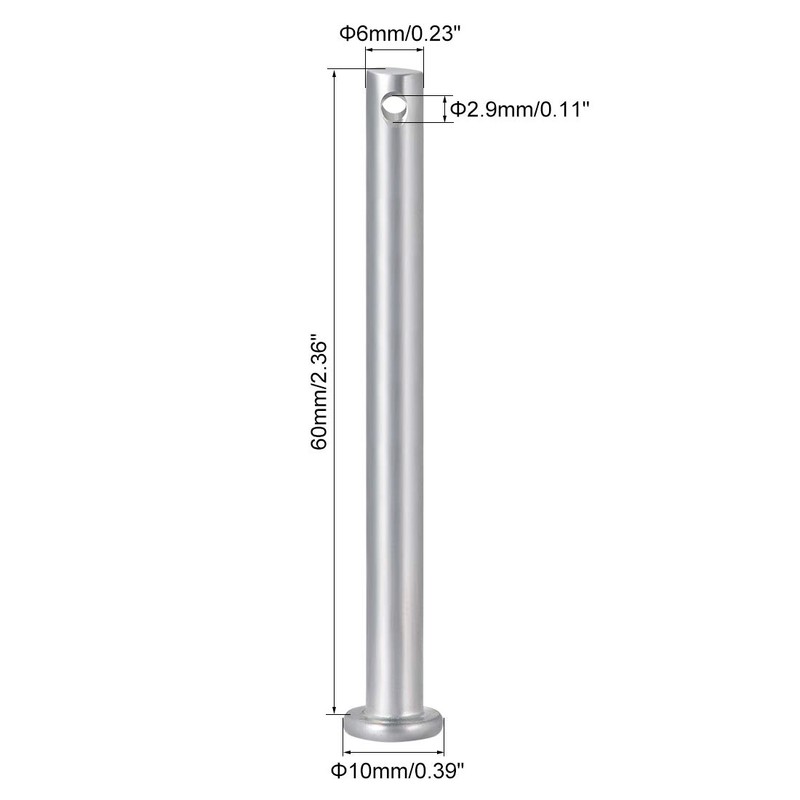 sourcing map Single Hole Clevis Pins,6mm x 60mm Flat Head