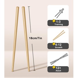 LOROTOCO 5 Pairs Kids Short Chopsticks 7inch Bamboo Reusable Training Chop Sticks for Beginners