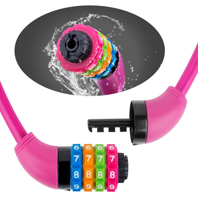 IDEALUX Bike Lock Cable, Bicycle Cable Lock with 4 Digit