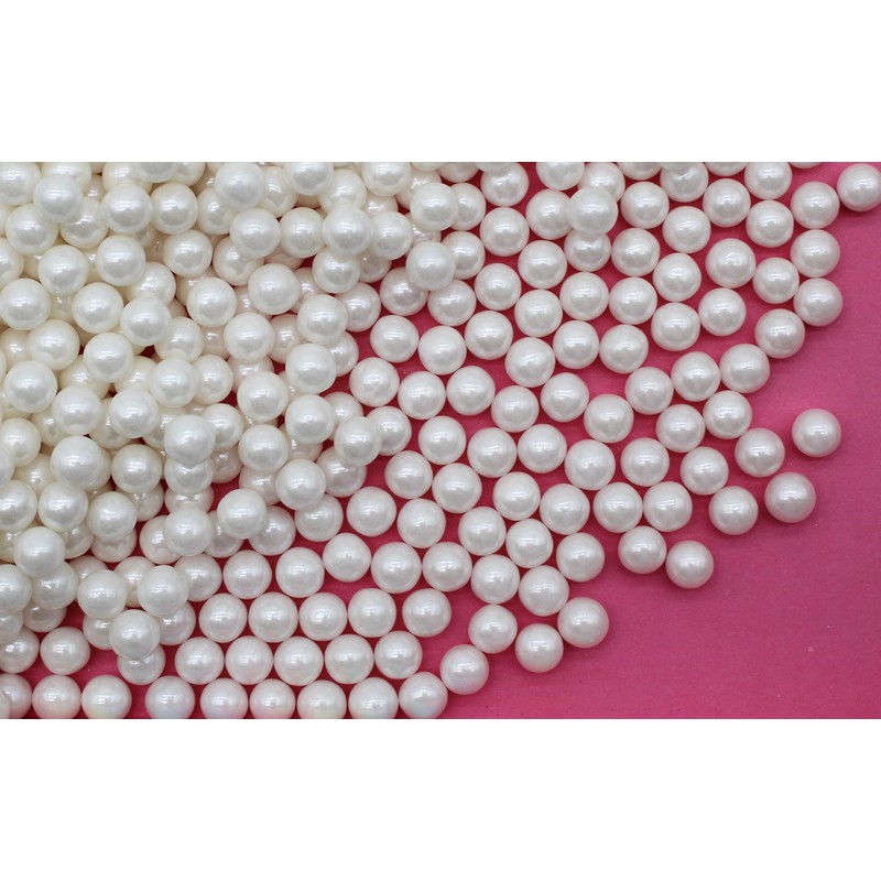 Pearl White Edible Candy Beads 8 Ounce SIZE: 7MM For